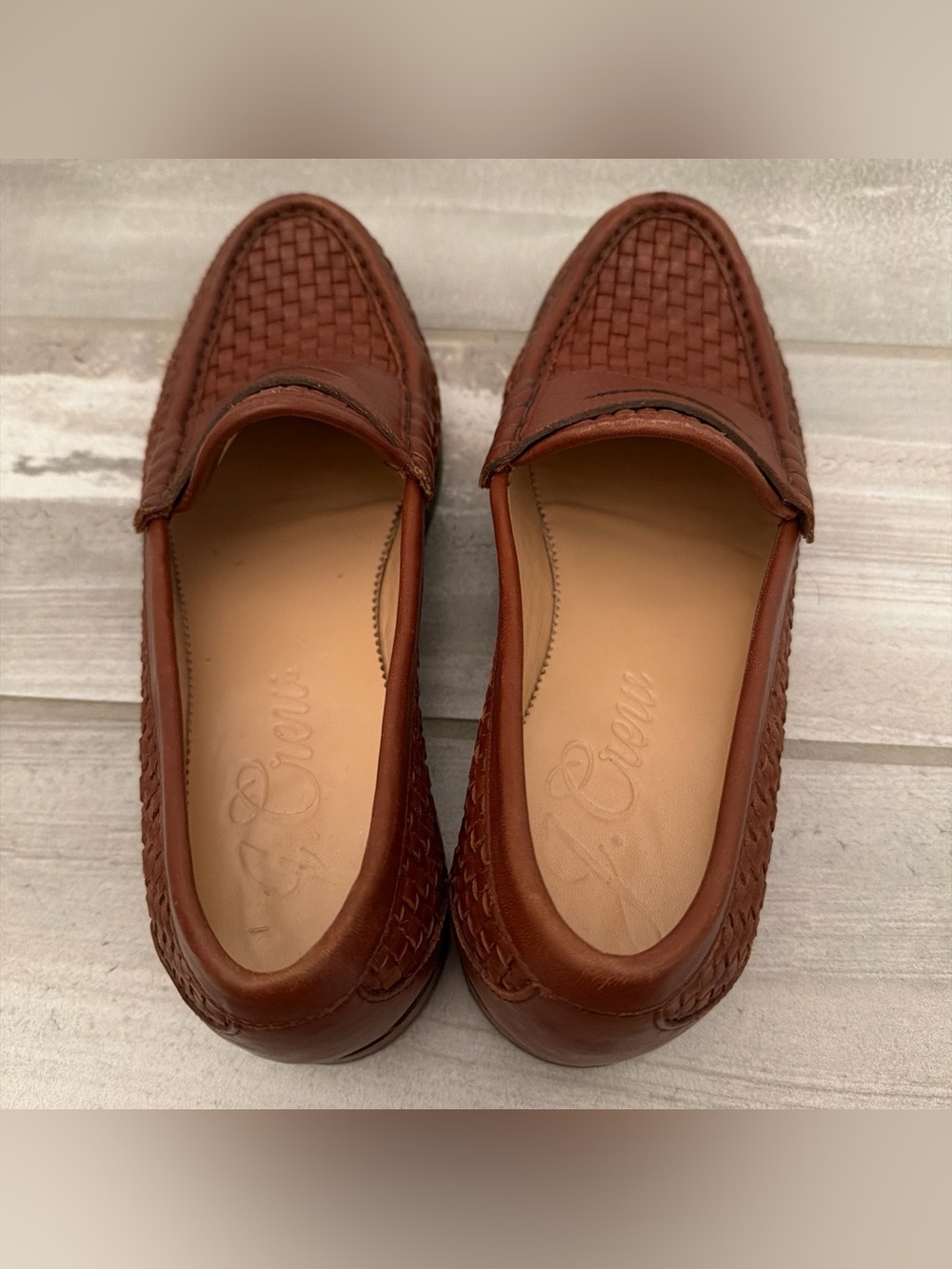 J. Crew Winona Penny Loafers in Woven Italian leather Women's Size 9 Brown - Picture 11 of 15